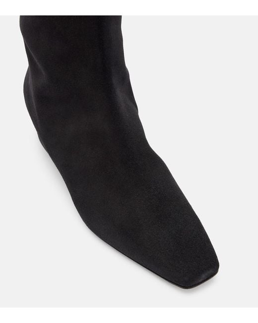 Manolo Blahnik Black Gore Suede Over-The-Knee Boots