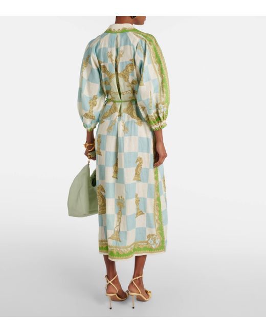 ALÉMAIS Green Checkmate Midi Shirt Dress