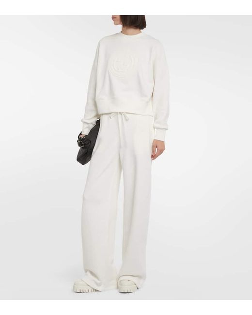 Pantaloni in jersey di cotone Interlocking G di Gucci in White