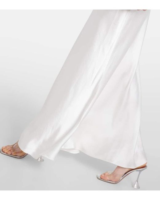 Vestido largo de crepe Self-Portrait de color White
