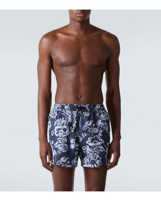 Commas Blue Printed Swim Trunks for men
