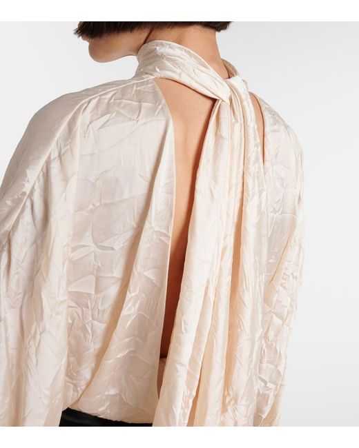 Khaite White Bex Satin Top