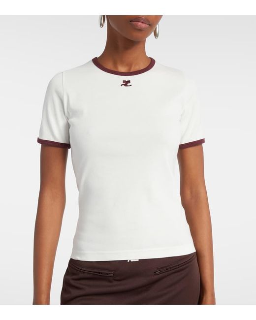 Courreges White T-Shirt Signature Aus Baumwolle