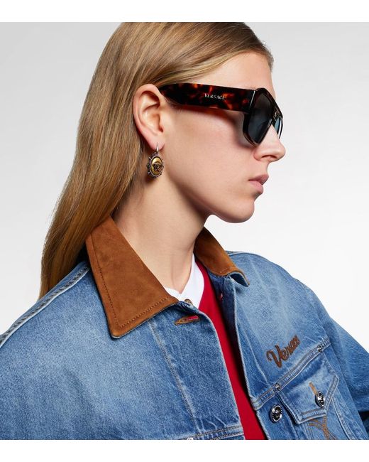 Versace Blue Rectangular Sunglasses
