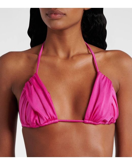 Top De Bikini Triangular Jasmin Fruncido Bananhot de color Pink