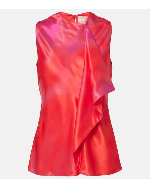 Roksanda Red Kiara Printed Draped Top