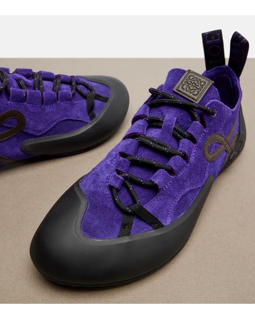 Loewe Blue Grip Anagram Suede Sneakers
