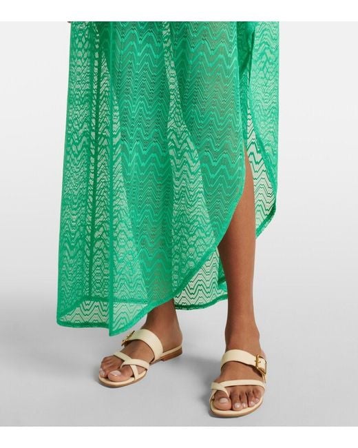 Melissa Odabash Green Savannah One-Shoulder Beach Cover-Up