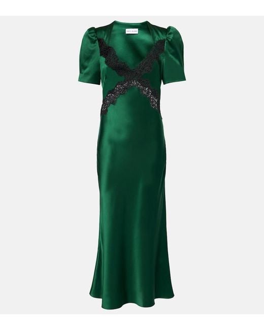 Rebecca Vallance Green Charelle Silk Saten Slip Dress
