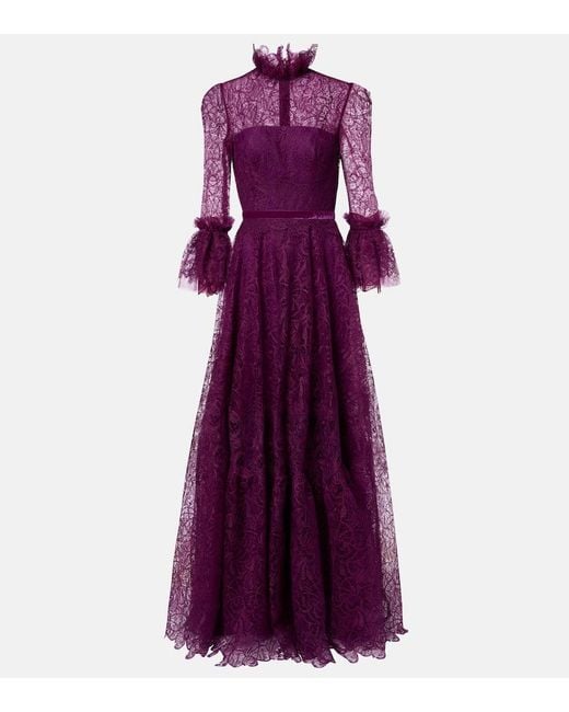 Costarellos Purple Lace Gown