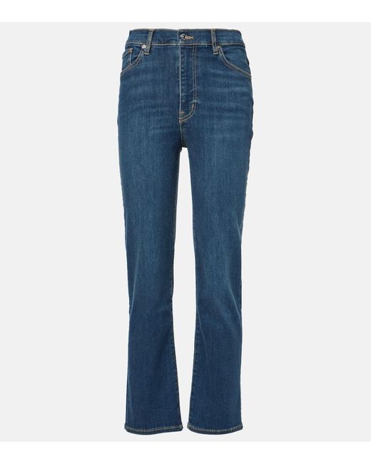 FRAME Blue Le Sleek High-Rise Straight Jeans