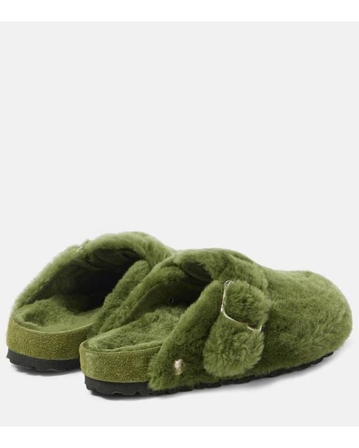 Birkenstock Green Boston Shearling Clogs