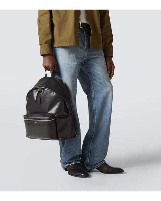 Saint Laurent Black City Leather Backpack for men