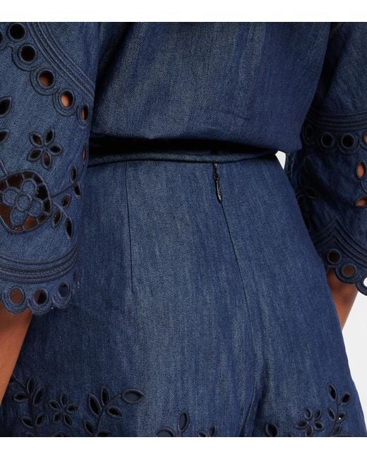 Zimmermann Blue Mahon Broderie Anglaise Denim Shorts