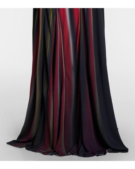 Loewe Red Tartan Pleated Crepe Jersey Gown