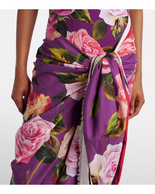 Dolce & Gabbana Pink Floral Cotton Beach Cover-Up