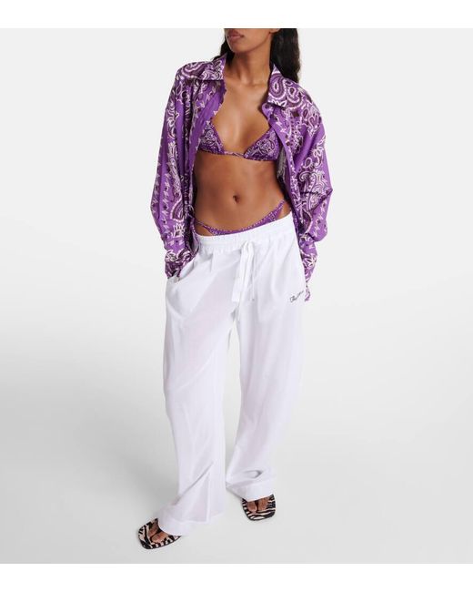 Camicia oversize in cotone con stampa di The Attico in Purple
