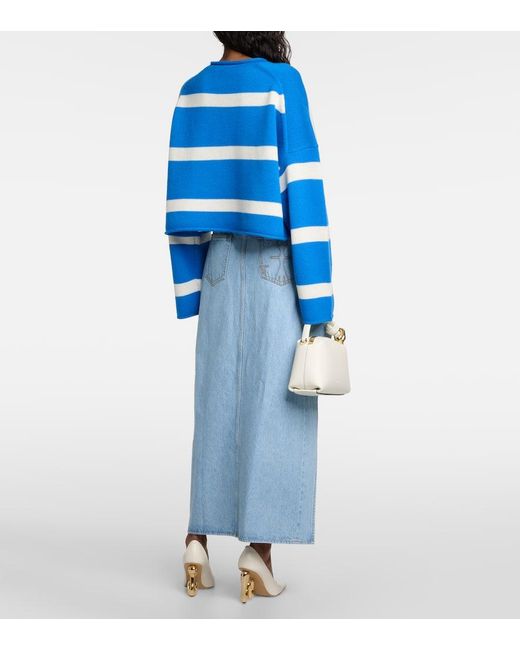Pullover cropped in lana e cashmere di J.W. Anderson in Blue