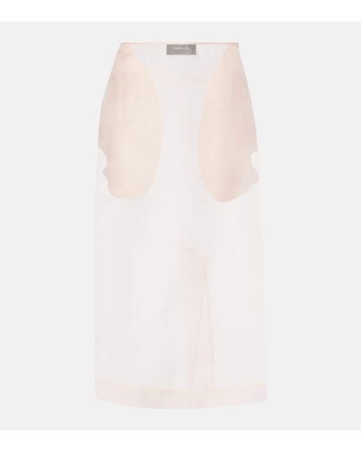 Simone Rocha White Silk Organza Pencil Skirt