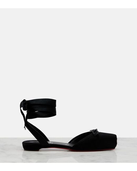 Christian Louboutin Black Cassia Satin Flats