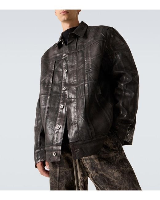 Rick Owens Black Coated Denim Jacket for men
