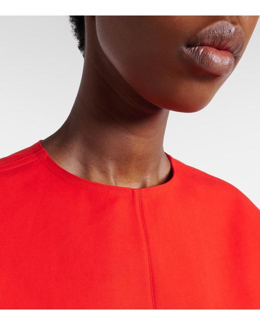 Alaïa Red Belted Cotton Gabardine Crop Top