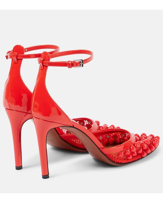 Salones De Piel Y Malla Con Tachuelas Alaïa de color Red