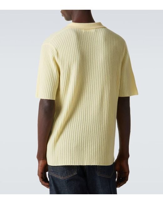arch4 Natural Ribbed-Knit Cashmere Polo Shirt for men