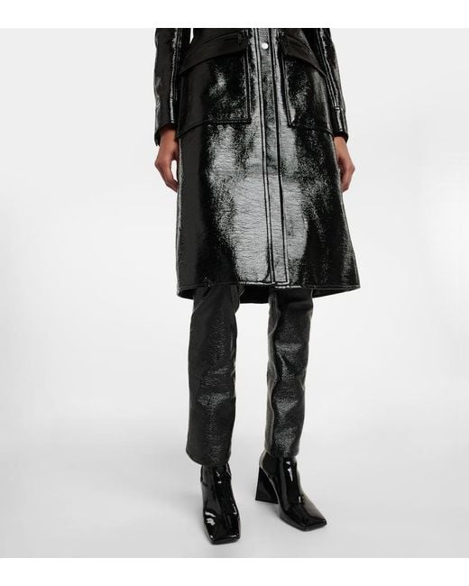 Courreges Black Logo Cotton-Blend Trench Coat