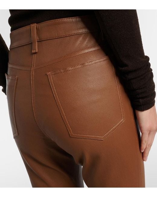 Joseph Brown Cropped Leather Bootcut Pants