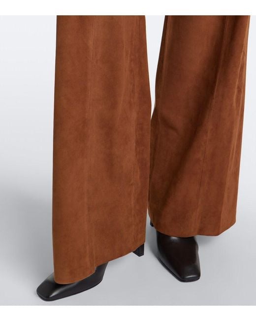 Arma Brown Dena Pleated Suede Wide-Leg Pants