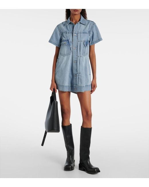 Sacai Blue Deconstructed Denim Minidress