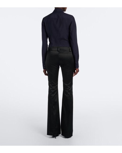 Gucci Black Satin Flared Pants