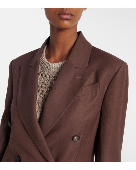 Brunello Cucinelli Brown Double-Breasted Blazer