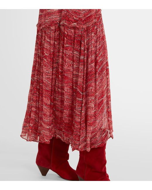 Isabel Marant Red Maxirock Veronique Aus Chiffon