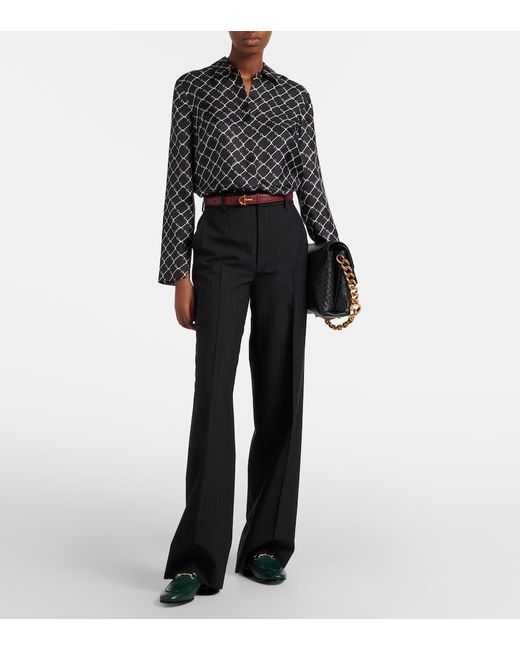 Gucci Black Horsebit Silk Twill Shirt