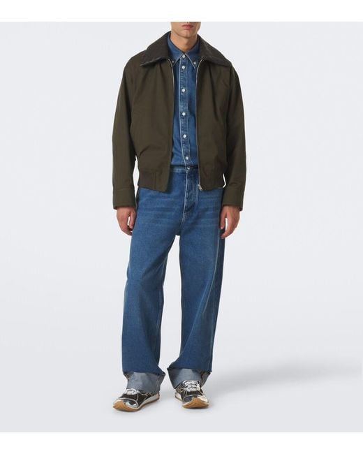 Bottega Veneta Green Intrecciato Cotton Twill Blouson Jacket for men