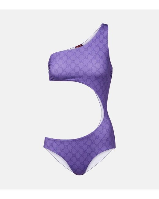 Gucci Purple Gg Cutout Swimsuit