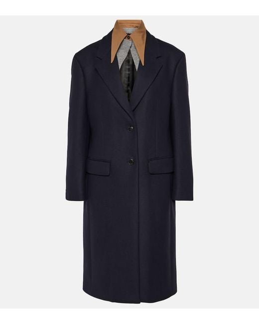 Prada Blue Mantel Aus Wolle Und Kaschmir