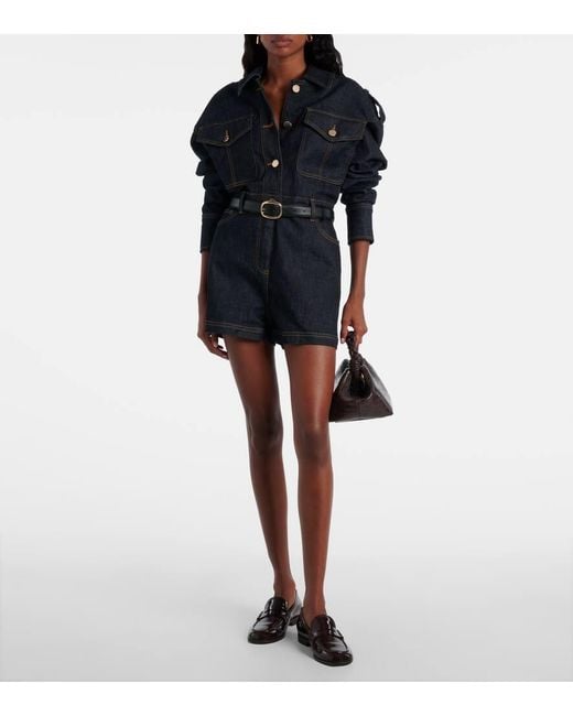 Self-Portrait Blue Denim Romper