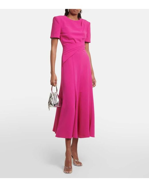 Roland Mouret Pink Draped Cady Midi Dress