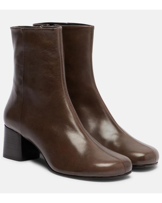 Lemaire Brown Anatomic 55 Leather Ankle Boots