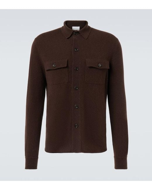 Allude Brown Wool And Cashmere Overshirt for men