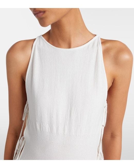 Alaïa White Cotton-Blend Crepe Maxi Dress