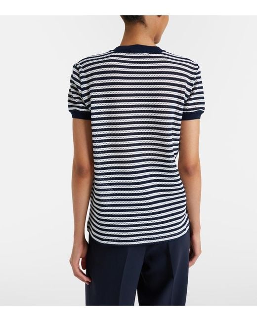 Max Mara Blue Striped Cotton-Blend Jersey T-Shirt