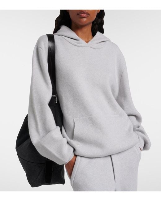God's True Cashmere Gray Cashmere Hoodie With Rose Quartz