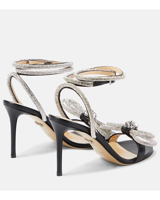 Mach And Mach Double Bow 95 Leather Sandals In Metallic Lyst