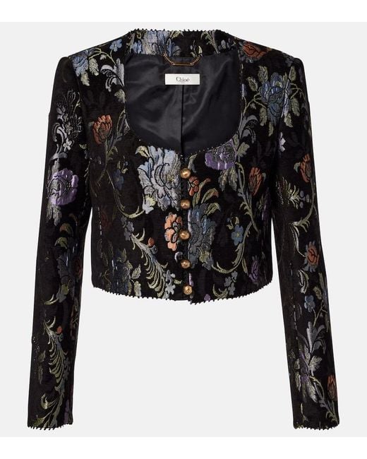 Chloé Black Cropped Embroidered Jacket