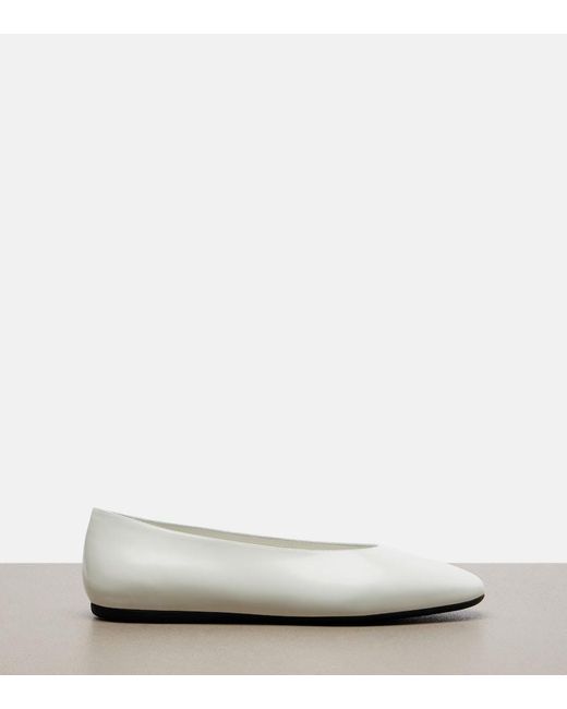 Prada White Leather Ballet Flats
