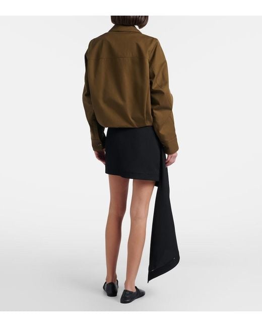Loewe Black Draped Wool Miniskirt